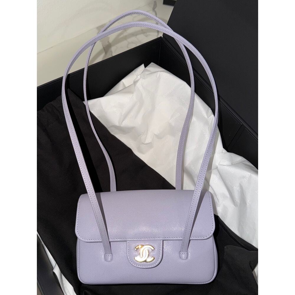 Chanel 26S Preppy Coco Mini Purple Caviar Leather Gold CC Logo Shoulder Bag - Picture 8 of 16
